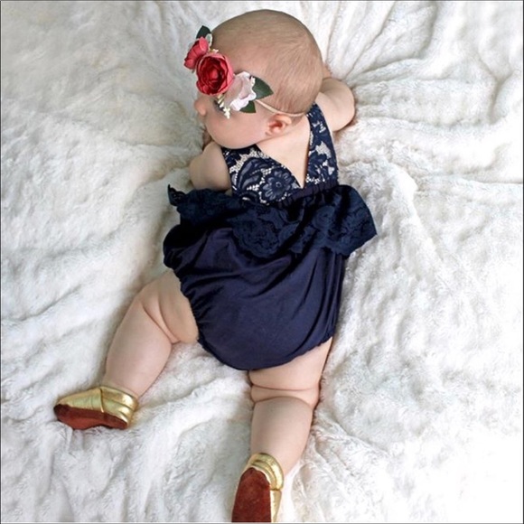 Handmade Lace Baby Girl Bubble Romper - Picture 6 of 6